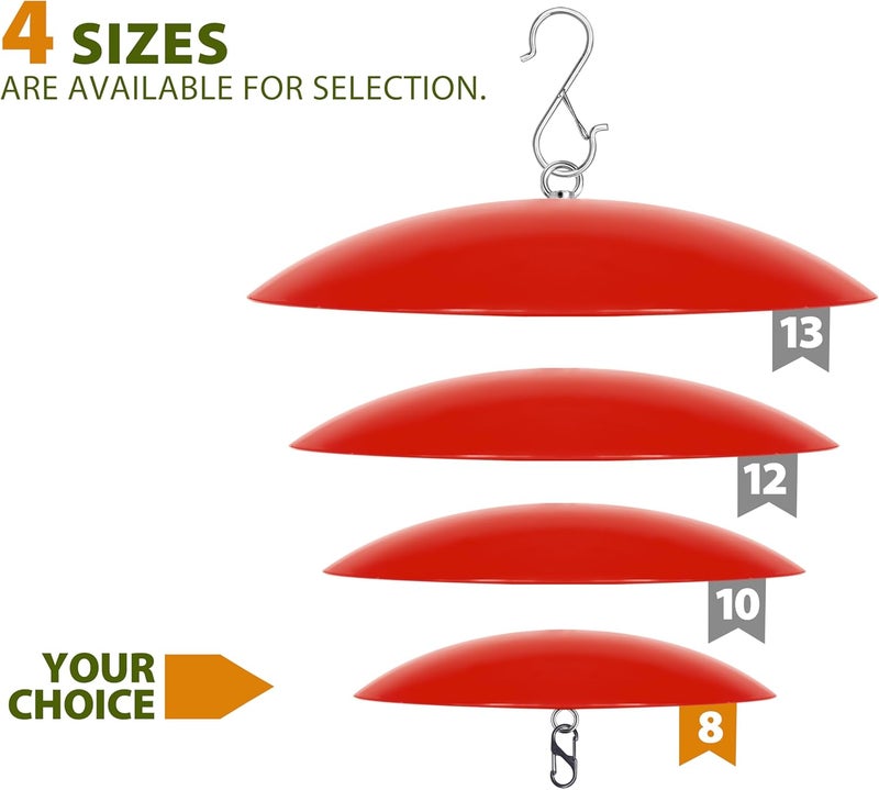 andergi 8" Bird Feeder Dome, Hummingbird Feeder Rain Guard, Bird Feeder Cover for Small Feeders, Protective Cover Work with Ant Guards（Red,2 Pack - Image 5